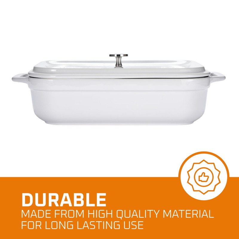 Stoneware Casserole With Lid - Rectangular Pan with Lid -