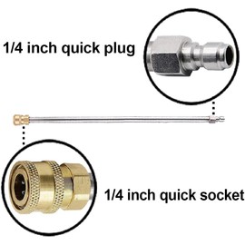 YUET 2Pcs Pressure Washer Extension Wand, Extension Lance (16"/40cm) 1/4 Inch Quick Connect, Washer Elbow Rod Water Pumps Kit 4000 PSI (Straight Set) 16 Inch Stainless Steel Power Washer Lance, 2 Pack