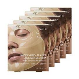 NACIFIC Collagen Gel Facial Mask (Green Tea Cica) 20EA Set Hydrogel Deep Korean Face Mask Hydrating Overnight Elasticity Firming Pore Minimizing for All skin types