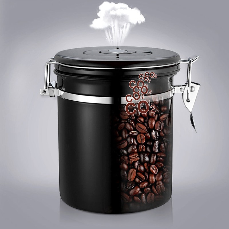 Stainless Steel Sealed Canister Coffee Bean Flour Sugar Container Holder