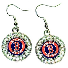 Boston baseball sports fan dangle earrings