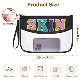 Skin Care Bags for Girls Women Makeup Bag Skin Letter Cosmetic Bag Birthday Mother's Day Graduation Gift for Daughter Sister Friend Niece Travel Gift Zipper Makeup Pouch Clear Toiletry Bag Storage Bag
