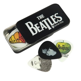 D'Addario Beatles púas de guitarra con estaño de colección, Medio, Logo, Juego de 15