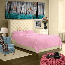 Thermal Flannelette Flat Sheets, 100% Brushed Cotton Flat Sheets Luxury Plain Dyed Soft Sheets Pink King 245cm x 245cm Approximate