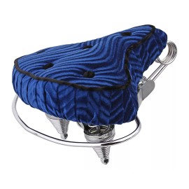 Lowrider Beach Cruiser Velour Seat Lowrider Bike Saddle Chopper Bike 5 Button Polo Saddle - Blue