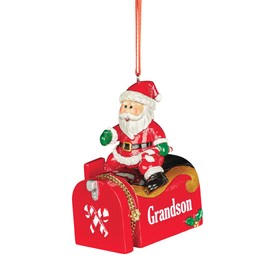 Collections Etc Festive Mailbox Trinket Christmas Tree Ornaments | Hide A Cash Gift Inside | 4, Santa, Snowman, Gingerbread, Cardinal | for Grandson, Son, Granddaughter, Daughter | Resin