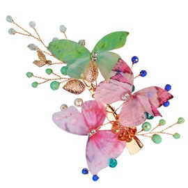 Vintage Flower Hair Clips, Decorative Crystal Hair Clips French Pearl Barrettes, Wedding Hair Pins Rhinestones Hair Accessories for Women Girls Bride Bridesmaid (Red&Green)