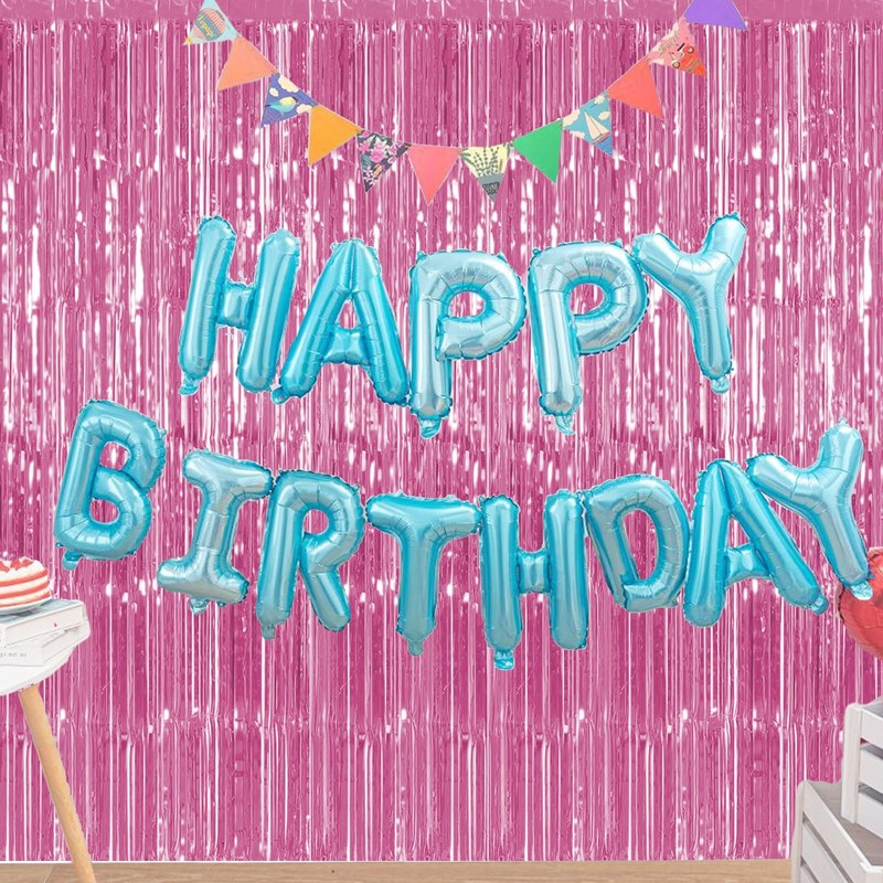 2pcs Tinsel Curtains, Foil Curtain 3.3ft *6.6ft Pink Party Decorations