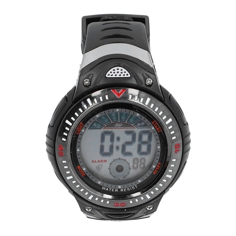Black Men Digital Watch Waterproof LED Backlight Stopwatch Countdown 12/24