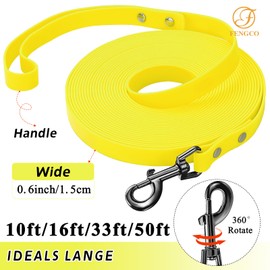 Waterproof Recall Lead for Dogs, with Chew Proof Tie-Out Leads, Waterproof Training Lead for Dogs (Yellow, 15 m)