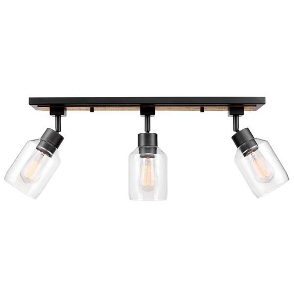 Globe Electric 59798 25" 3-Light Track Lighting, Wood Toned, Matte