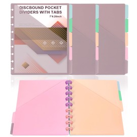 15 Tab 7 * 9.25 Inch Discbound Pocket Dividers with Tabs Planner Pockets Inserts Disc Notebook Accessories 9 Disc Planner Pocket Discbound Planner Cover for Document Discbound System (15)