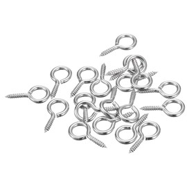 sourcing map 20Pcs Eye Screws, 304 Stainless Steel 20x10mm Small Self Tapping Screw Hooks Ring Mini Eye Pins for DIY Handwork Wooden Clay Pendants Cork Bottles, Silver