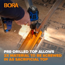 BORA Workhorse XT Adjustable Height Sawhorse - Single Piece Stand with 30-34 inch Adjustable Legs, Metal Top for 2x4, Heavy Duty Pro Saw Horse for Woodworking, Carpenters, Contractors, PM-3360, Orange