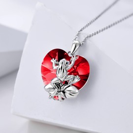 Frog Necklace Sterling Silver with January Birthstone Frogs Pendant Necklace Jewelry Gift for Women Girl