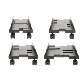 Eurosell - Premium Tower Trolley Computer PC Desktop Stand with Wheels Universal Plastic Metal Black Holder Bracket Black Extendable Universal Computer Stand