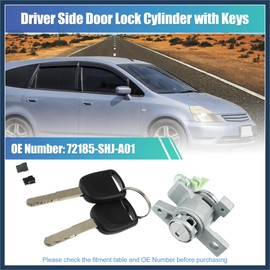 INFINAUTO 1 Set Door Lock Cylinder Set Kit with 2 Keys for Honda Odyssey 2005 2006-2010 LH Front Left Driver Side Door Lock Set Tumbler with Key 72185-SHJ-A01 72185SHJA01 Stylish Design