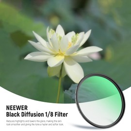 NEEWER 49 mm Black Diffusion 1/8 Filter Black Diffusion Dreamy Cinema Effect Ultra Thin Camera Lens Filter / Water & Scratch Resistant / Optical HD Glass / 30 Layers Nano Coatings