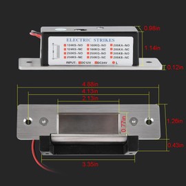 MIMIRACLE Heavy Duty Electric Door Strike Lock ANSI Standard Fail-Secure or Fail-Safe Adjustable for Access Control System Cylindrical Mechanical Lockset Input Voltage 12VDC