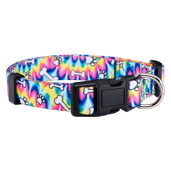 Native Pup Tie Dye Dog Collar/Paws and Bones Dog Collar