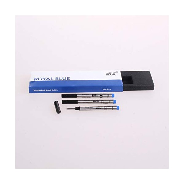 Montblanc 3 x Rollerball Refill Small, Colour Royal Blue, Medium