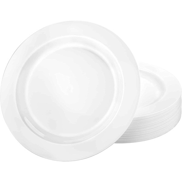Lillian Tablesettings Plastic Plates-10.25" Magnificence | Pack of 10 Plates, 10.25 inch, White Pearl