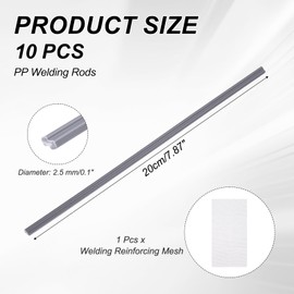 sourcing map 10pcs Plastic Welding Rods, 8 Inch Welding Repair Strips Welder Rods with Reinforcing Mesh for Car Bumpers, Kayak Repair, Plastic Welder