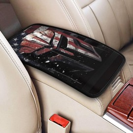 indokyeyqaz Universal Car Center Console Cushion Pad, American Flag Gladiator Mask Soft Waterproof Car Center Console Cover Auto Armrest Seat Box Cover Protector for Most Vehicle SUV Truck Car