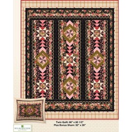 Quilt Kit - Pathways by Kaye England - 66 inch X 80.5 inch Floral Twin Sized Quilt Plus 32 inch X 26 inch Pillow Sham - Top and Binding