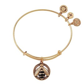 Alex and Ani Bee Charm Bangle, Bangle Bracelet, Shiny Gold Finish, 2 to 3.5in