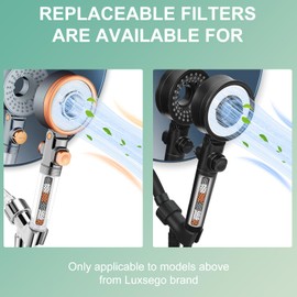 Luxsego 4 Pcs Showerhead Filters with Vitamin C Aroma Therapy Capsule, Replacement Cartridge for Filtered Shower, Essential Lemon Oils Hydration & Skin-Nourishing Formula, Spa-Like Shower Experience