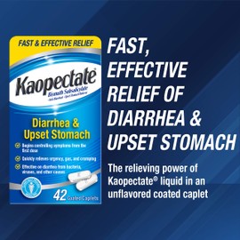 Kaopectate Multi-Symptom Anti-Diarrheal& Upset Stomach Reliever, 42 Caplets (Pack of 2)