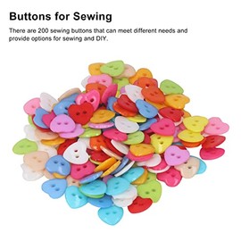Set de 200 Botones Decorativos en Forma de Corazón, 2 Agujeros, Multicolor Caramelo, para Manualidades, Costura, Álbumes de Recortes