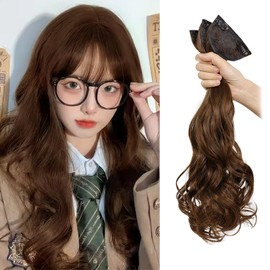 Sofeiyan Long Collar Wig, Curl, 23.6 inches (60 cm), Clip Type, Set of 3, One Touch Extension, Free Combination, Wig Partial Wig, Daily Use, Heat Resistant, Light Brown