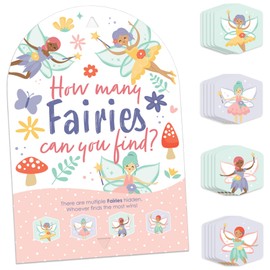 Big Dot of Happiness Let’s Be Fairies - Fairy Garden Birthday Party Scavenger Hunt - 1 Stand and 48 Game Pieces - Hide and Find Game