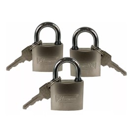 Lion Tools 3 Candados Cromo Satinado Gancho 40cm Acero Endurecido