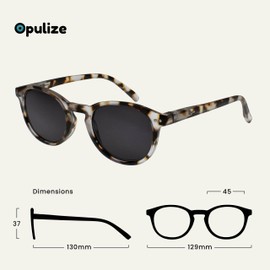OPULIZE Zen Reading Sunglasses Small Lightweight Round Frame Spring Hinges Scratch Resistant Tinted Lens UV400 Protection Matt Light Brown Tortoiseshelll Mens Womens S24-1T +3.50