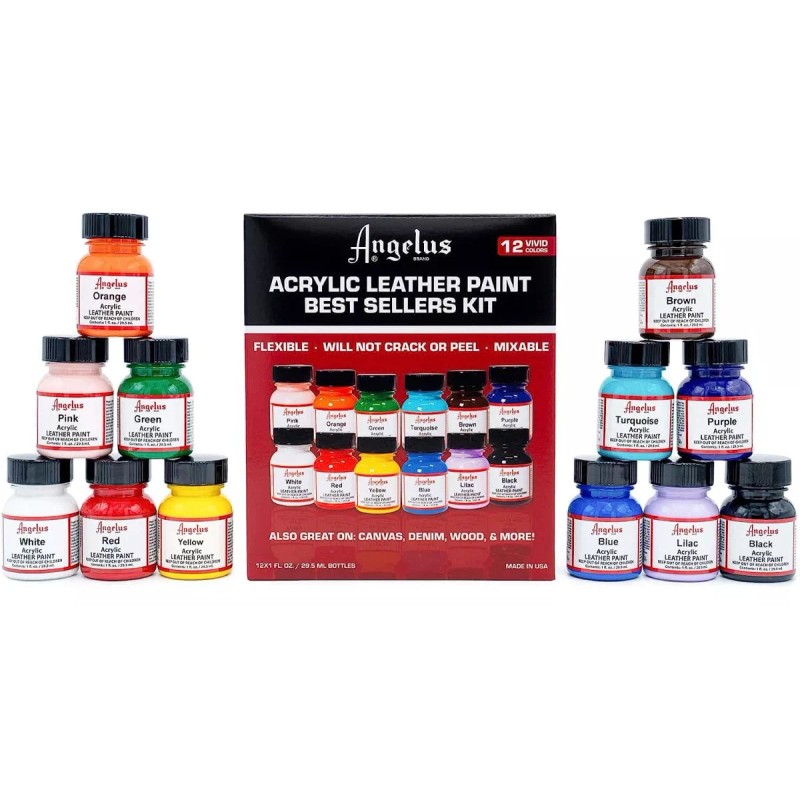Angelus Kit Pintura Piel Cuero Angelus 12 Tenis Acrylic 29.5ml