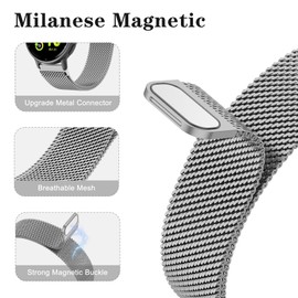 HQzon 20mm Milanese Watch Band Compatible with Garmin Vivoactive 5/Vivoactive 3,Metal Watch Band with Magnetic Mesh Compatible with enu Sq/Venu Sq 2/Venu 2 Plus/Venu