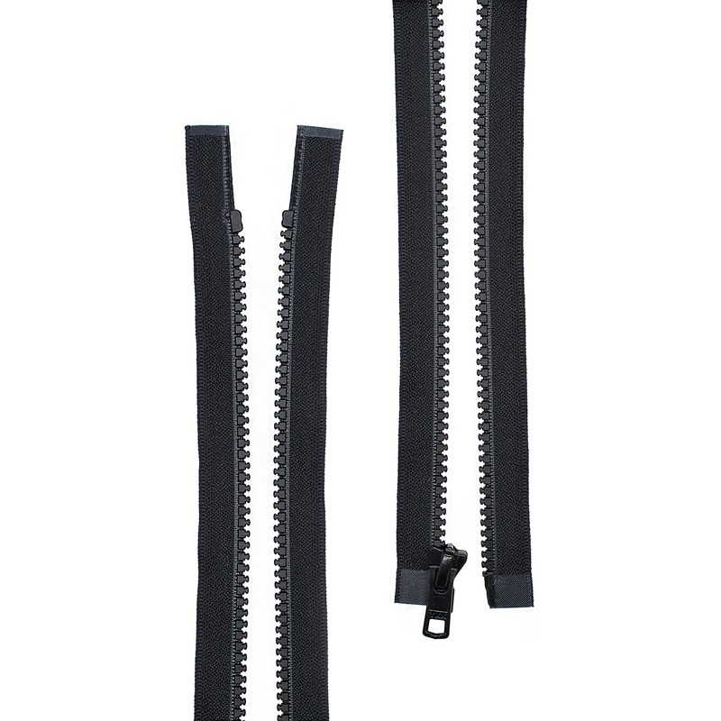 #5 Molded Black Plastic YKK® Separating Zippers (2 Pieces Per
