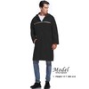 Mens Long Hooded Safety Rain Jacket Waterproof Emergency Raincoat Poncho(Black,XL)