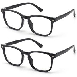 SKYOAK 2 Pack Square Vintage TR90 Reading Glasses for Women Men Blue Light Blocking Glasses Filter UV Anti Glare/Eyestrain Lightweight Readers (Black,1.5)