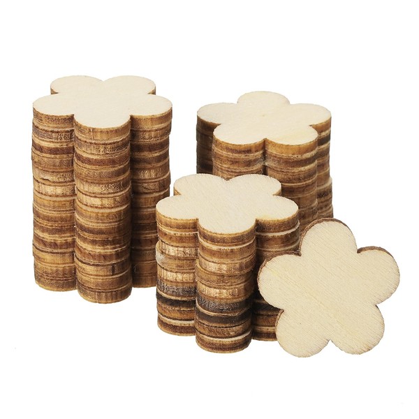 PATIKIL 30mm Wooden Flowers, 50 Pack Unfinished Wood Flowers Blank