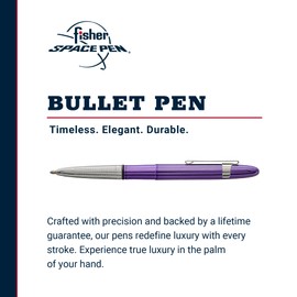 Fisher Space Pen Bullet Pen, Purple Haze, Ballpoint, Brass, Black Ink, Pocket Clip, Gift Box