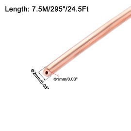 uxcell Refrigeration Tubing 2mm OD x 1mm ID x 24.5Ft Length Copper Tubing Coil