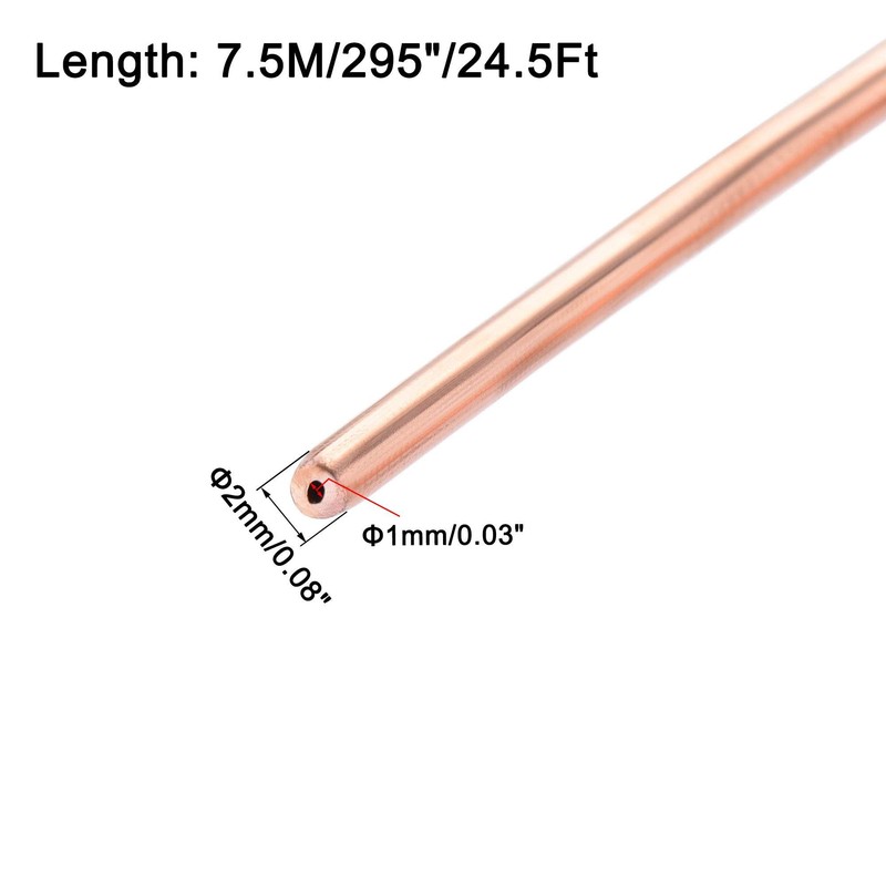 uxcell Refrigeration Tubing 2mm OD x 1mm ID x 24.5Ft