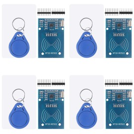 4Pcs RC522 RFID Module Kit RF RC522 Reader IC Card Sensor Module with S50 White Card and Key Ring RFID Sensor Module