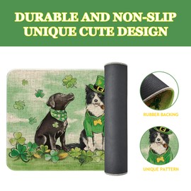 Kuyuayee St. Patricks Day Shamrock Doormat 30x17 Inch Green Irish/Celtic Pattern Non-Slip Washable Indoor/Outdoor Entrance Floor Mat