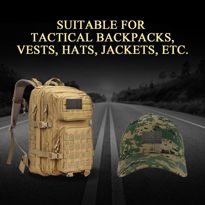 2 PCS EmWoot American Flag Cross Patches Reflective Patch Laser