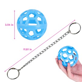 Rabbit Treat Ball Bunny Enrichment Toys with Stainless Steel Hanger Set, Veggie Feeding Rabbit Ball Toy for Bunny Squirrel Hedgehog Tortoise Guinea Pig Rabbits, Pets Treat Balls Accessories (Blue)